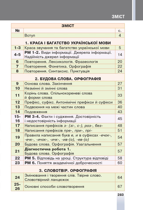 "Ukrainian Language" textbook for 6th grade of general secondary education institutions